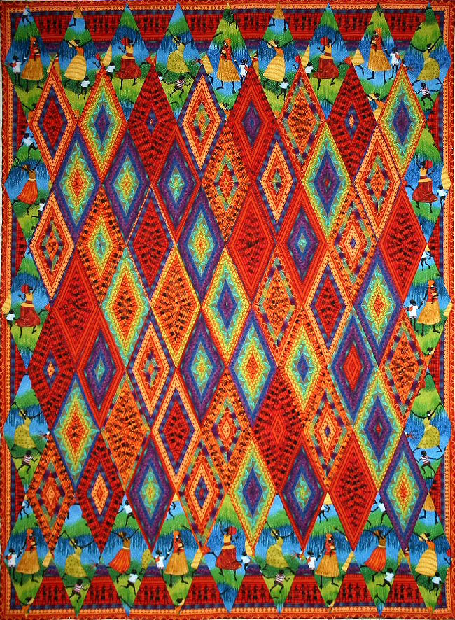 Dancing African Ladies - Framed Diamond quilt