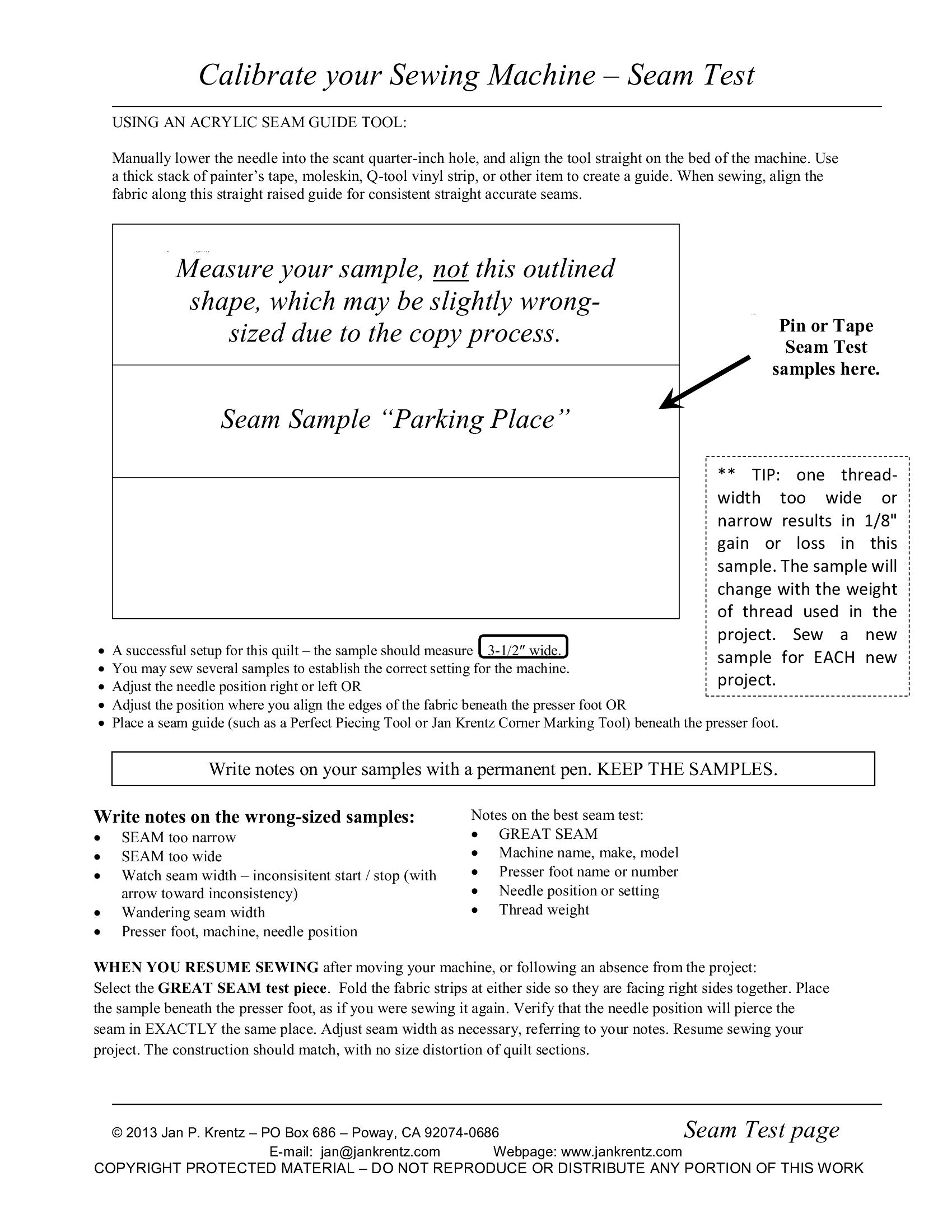 seam calibration page 1